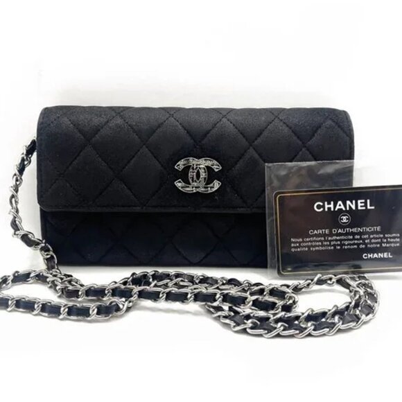 CHANEL CC Wild Stitch Lambskin Wallet Chain Shoulder Crossbody